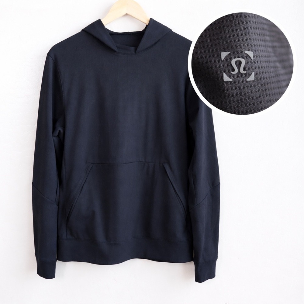 Lululemon Black Warped Sense Hoodie Pullover Mesh Long Sleee Gym Athleisure